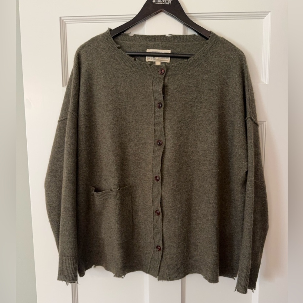 Current/Elliot wool cashmere blend distressed cardigan - Army green sz 2